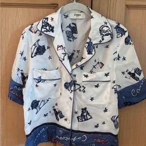 Fendi Astrology Print Silk Shirt